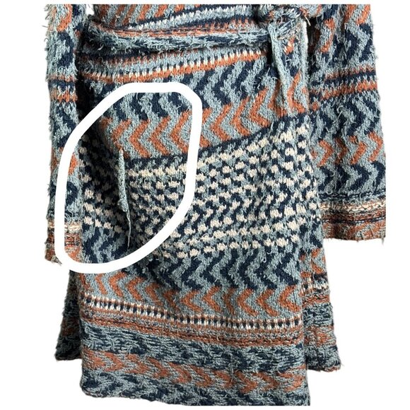 Free People Iona Wrap Cardigan Sweater Eyelash Yarn Belted Women's SZ Medium - Picture 7 of 13